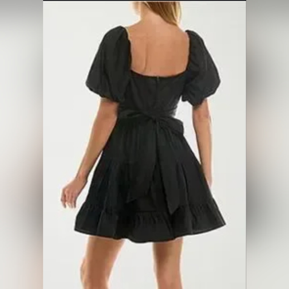 NWT City Triangles Elegant Black Puff Sleeve Dress Sz XL - Picture 2 of 11